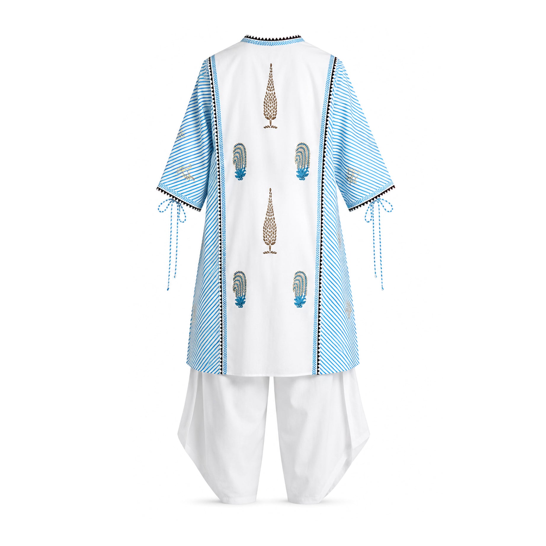White & Blue Mughal Block Printed Set