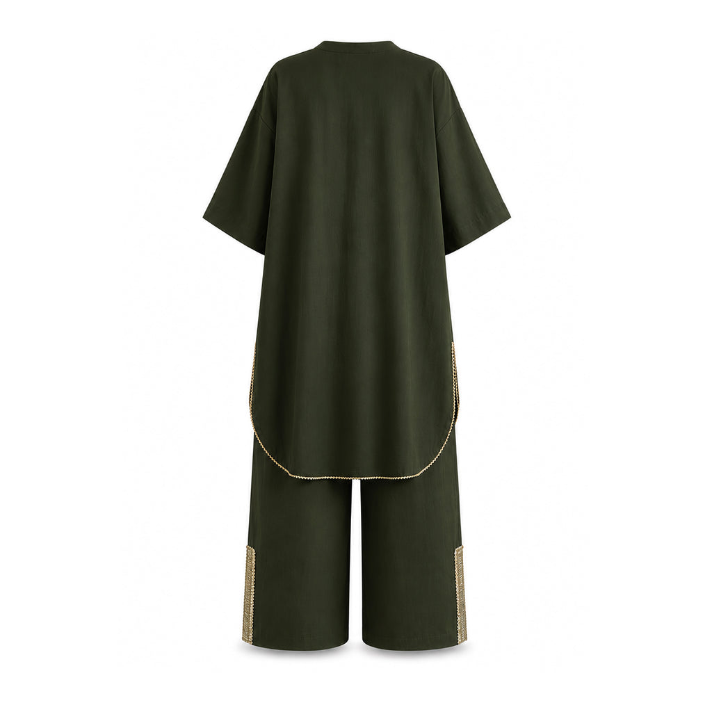 Olive Green & Gold Gota Pocket Set