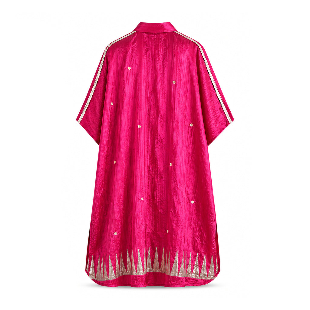 Fuchsia Block Printed Dress with slip