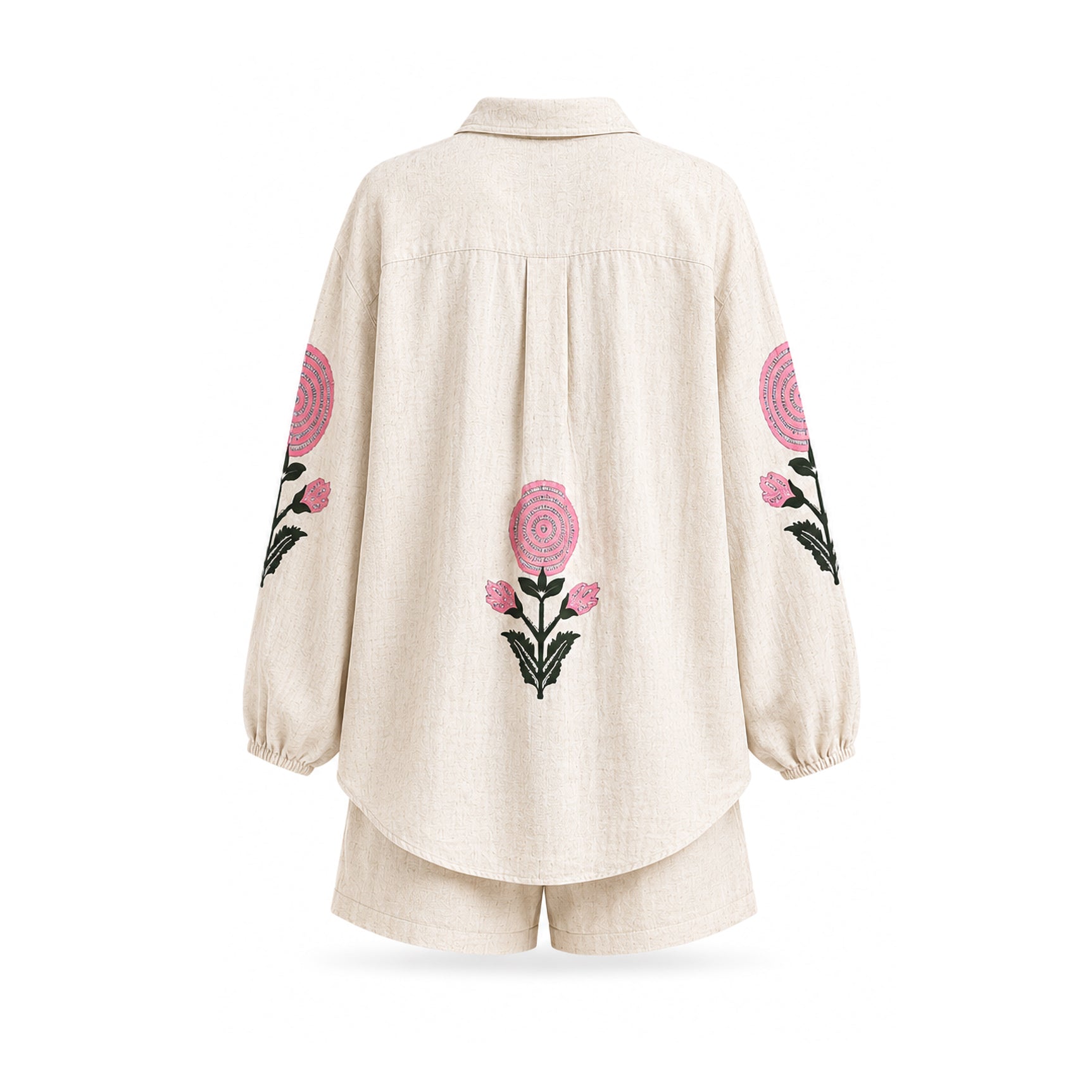 Pink Flower Block Printed Set