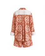 Terracotta Printed Linen Set
