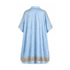 Sky Blue Block Printed Coin dress with slip