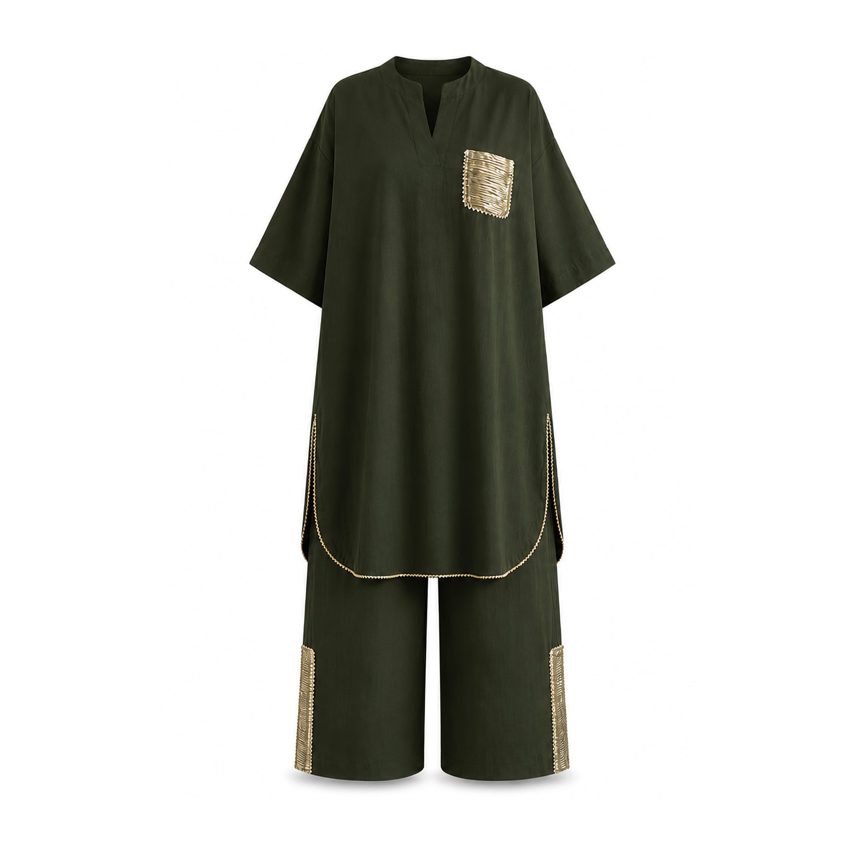 Olive Green & Gold Gota Pocket Set