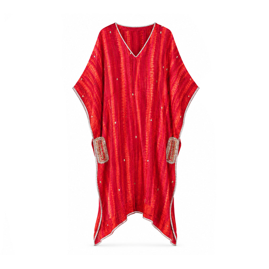 Pink & Red free size shaded Gota Kaftaan