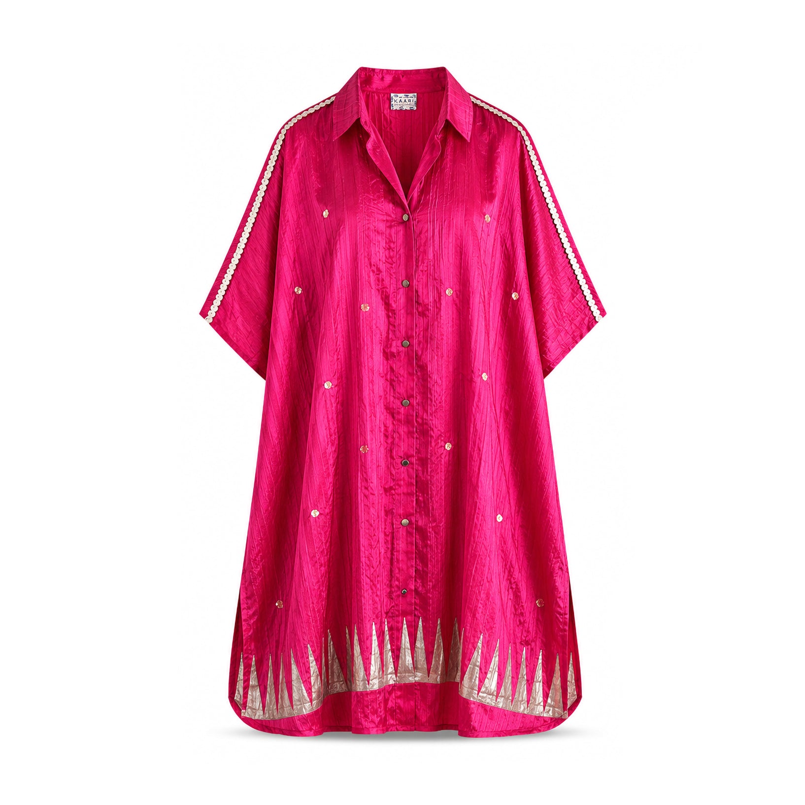 Fuchsia Block Printed Dress with slip
