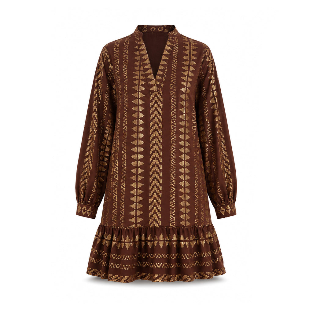 Adelina Dress- Brown