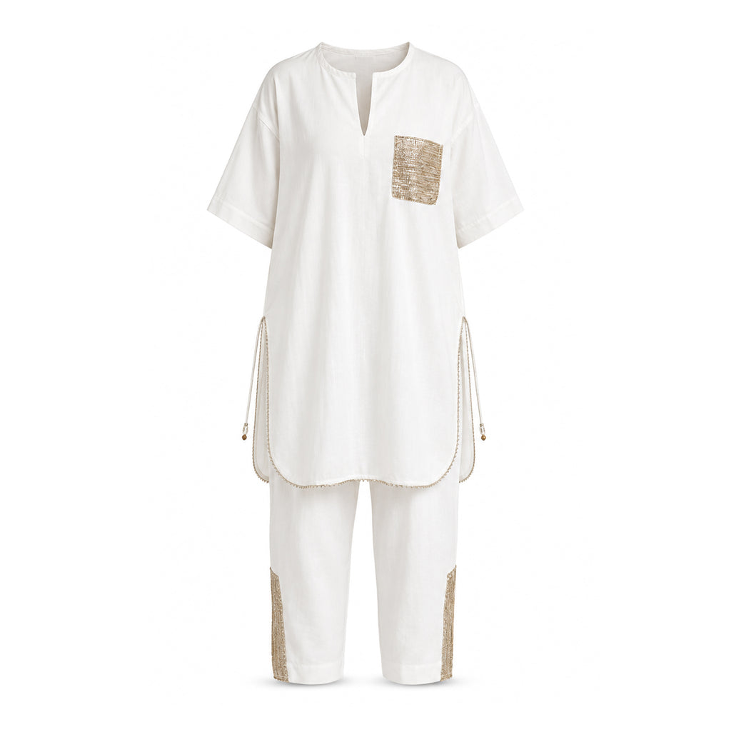 White & Gold Gota Pocket Set