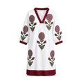 White & Red Motif Block Printed Dress