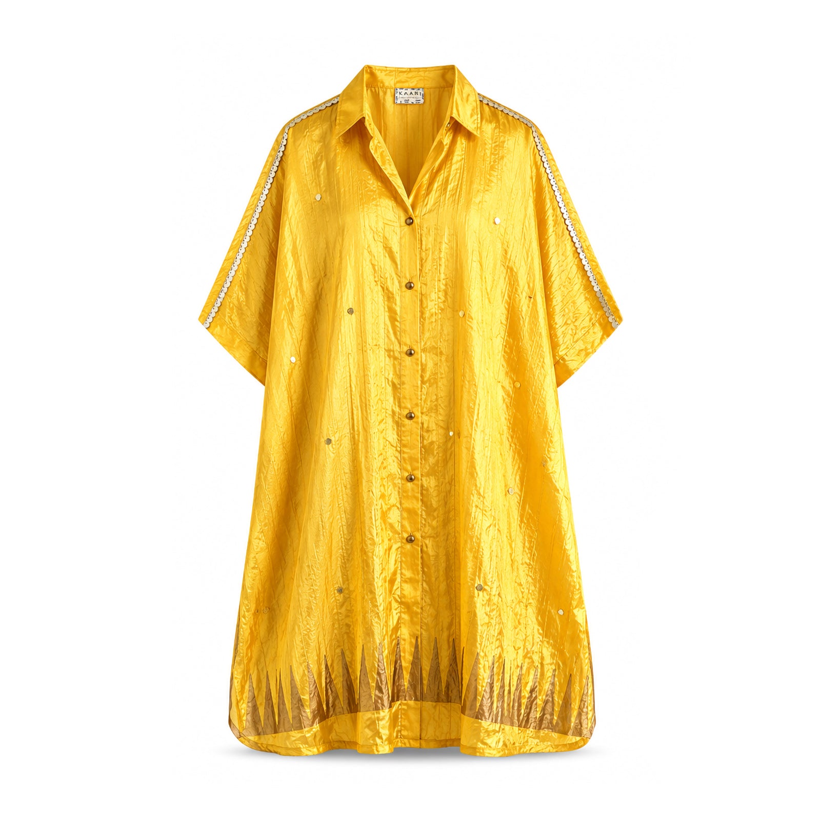 Yellow Block Printed Dress with slip