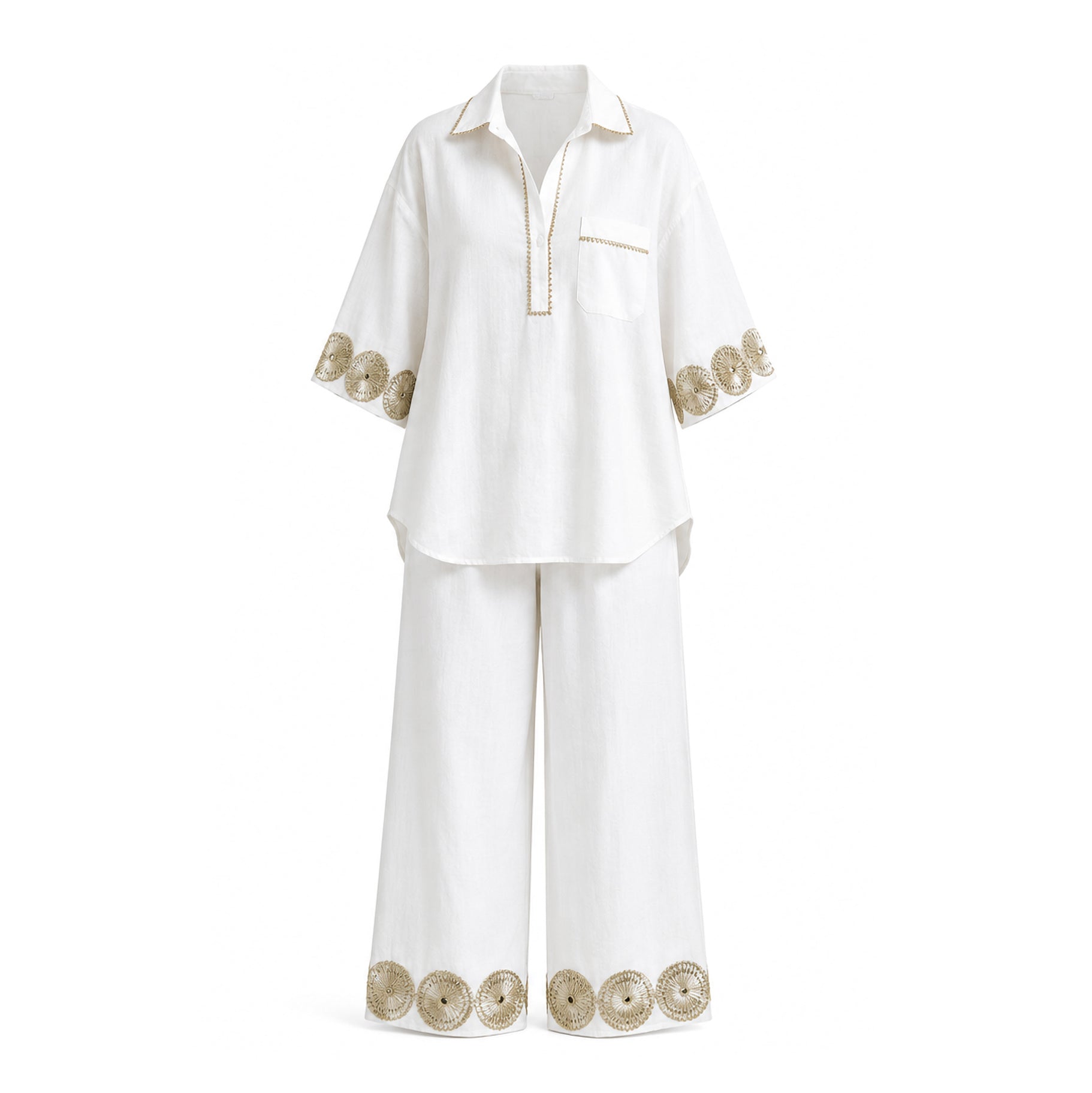 White & Gold Gota Patchwork Set