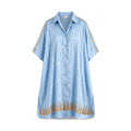 Sky Blue Block Printed Coin dress with slip